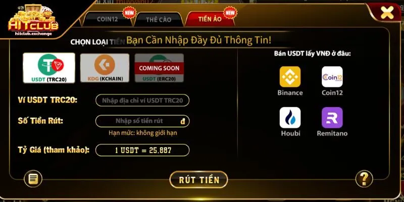 Các sự cố khi rút tiền Hitclub