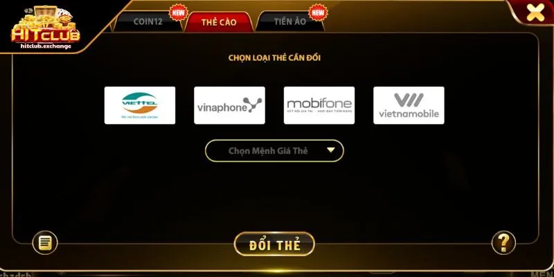 Rút tiền hitclub qua thẻ cào